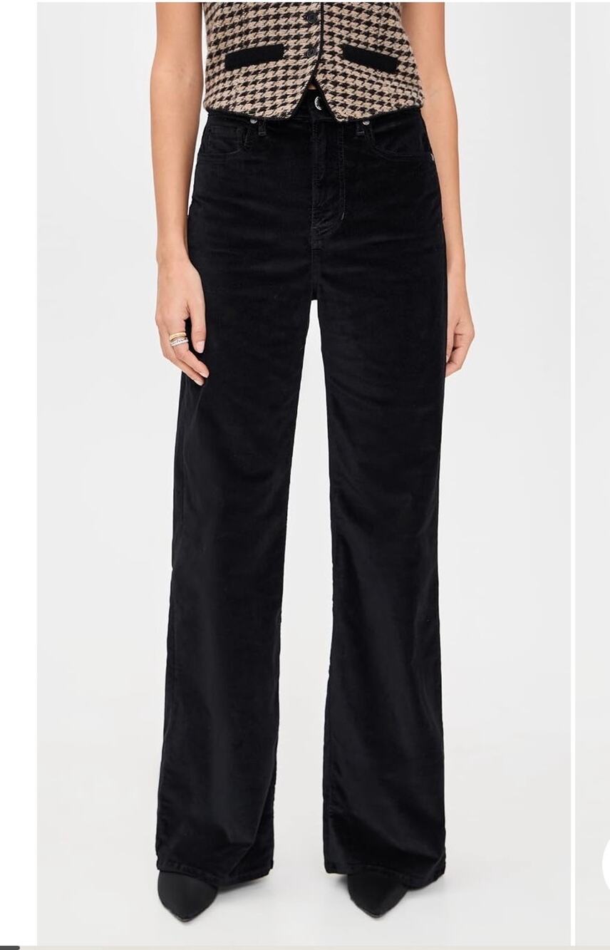 NEW Veronica Beard Taylor High Rise Velvet Jeans Black Size 28